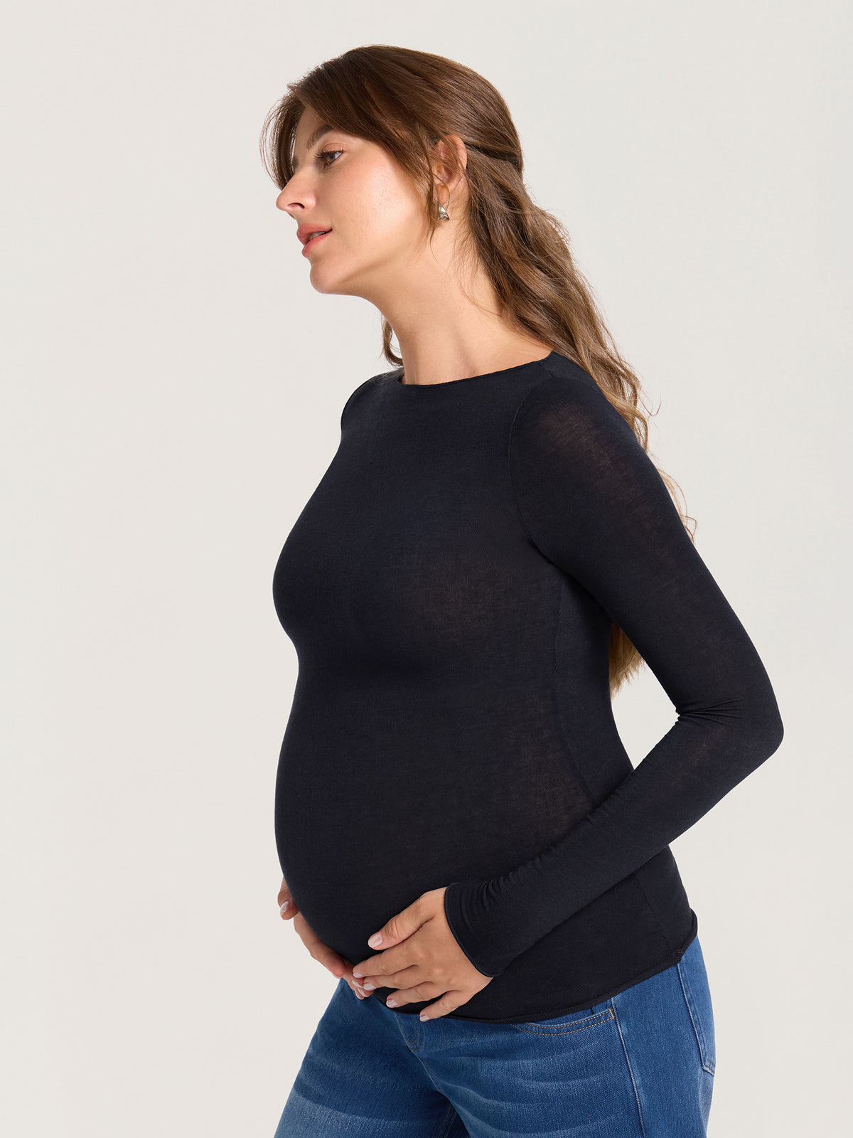 Ultralight Merino Wool Boatneck Maternity Top