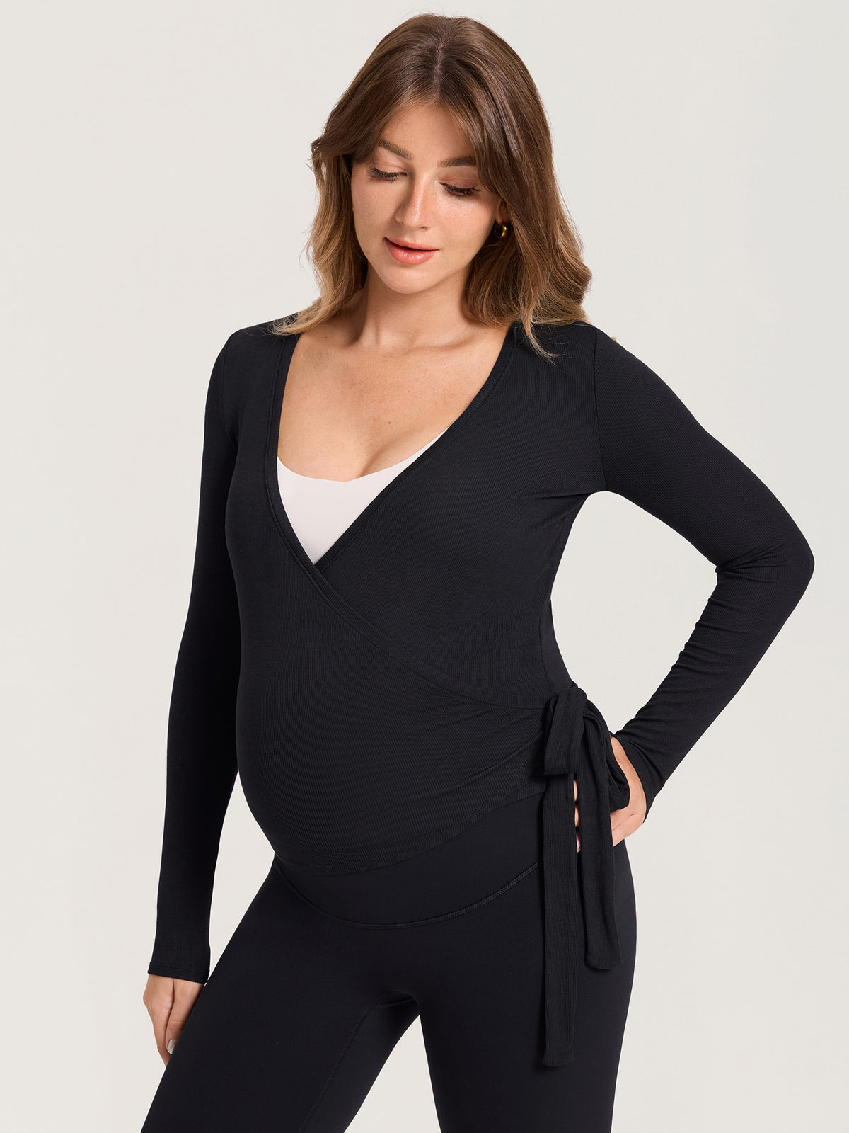 Modal Rib Knit Maternity Ballet Wrap Top